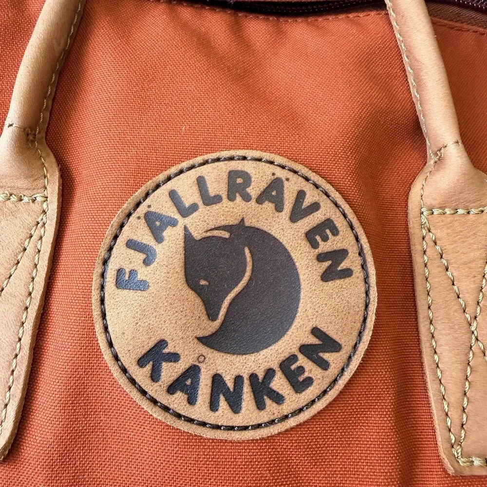 Fjallraven Kanken No. 2 G-1000 Burnt Orange Backpack Leather Handles Bag